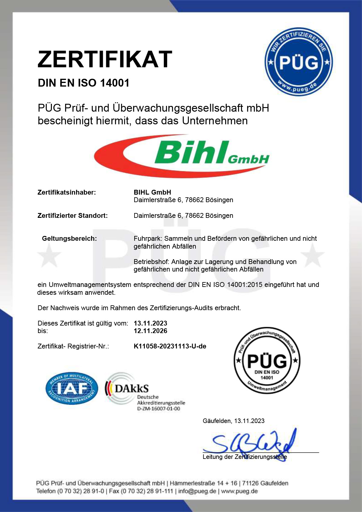 Bihl hat ein Umweltmanagementsystem